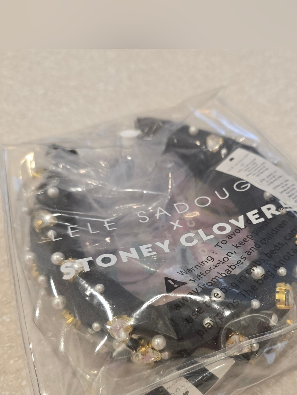 🖤 LELE SADOUGHI X Stoney Clover Lane Noir Heart Crystal & Pearl Headband SCL - Picture 10 of 10